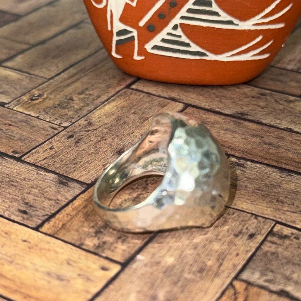 Huge Silver Hammered Ring - image 4